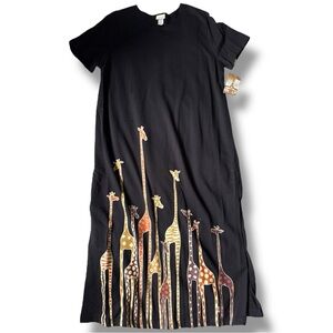 Vintage 90s Giraffe Cotton Maxi Dress Deadstock NWT Novelty